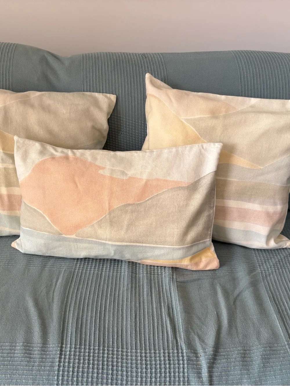 Zara Home Abstract Wave Pillow Covers set  in Light Blue, Beige, pink, Cream
